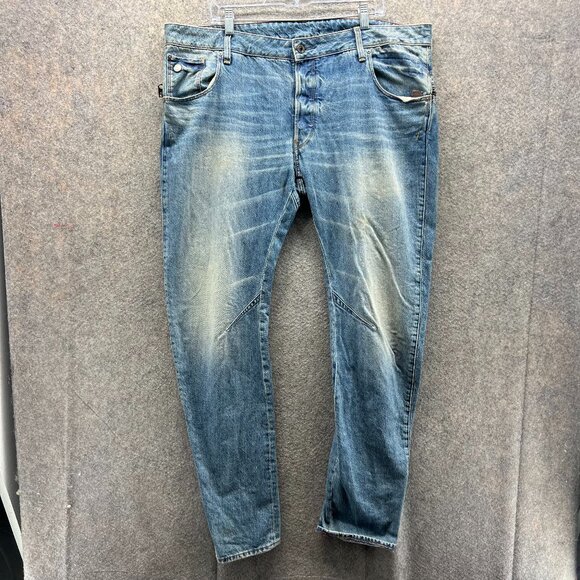 G-Star RAW Jeans Men 40x32 Blue Arc Zip 3D Slim Distressed Denim Tapered Acid - Picture 1 of 11